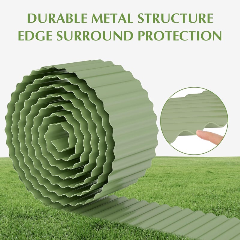 RRG Metal Garden Edging Border, Corrugated Steel Landscaping, DIY for Lawn (Green, 10 Inch x 20FT) - Image 3